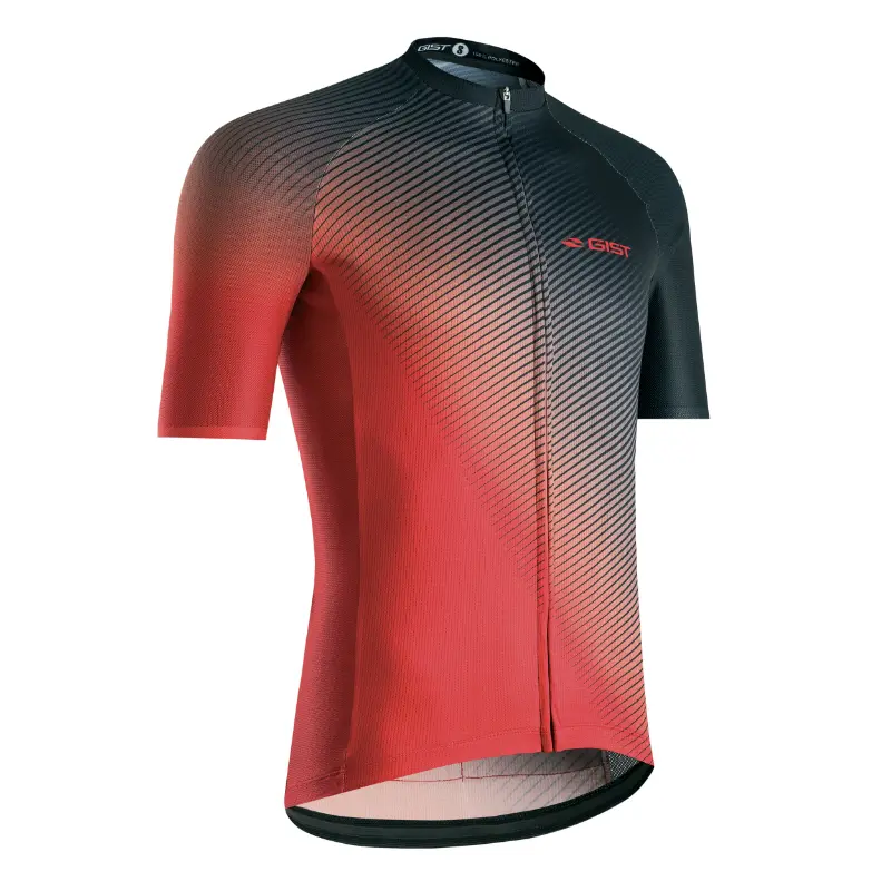 Maillot GIST Été Flow manches courtes zip total rouge L