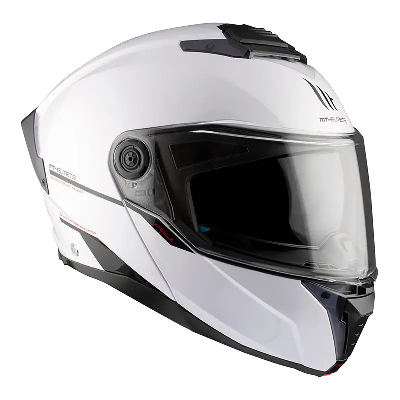 Модульный шлем MT Helmets Atom 2 SV двойное стекло белый глянцевый XS