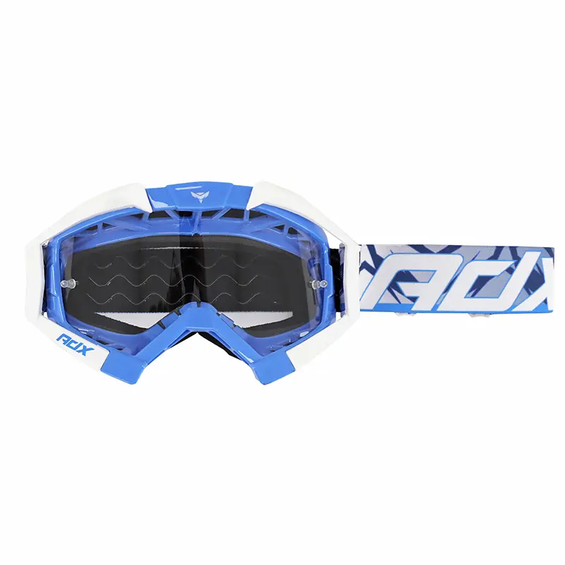ADX MX Cross-Brille Blau-Weiß kratzfeste Sichtscheibe homologiert EN1938 — Ansicht 3
