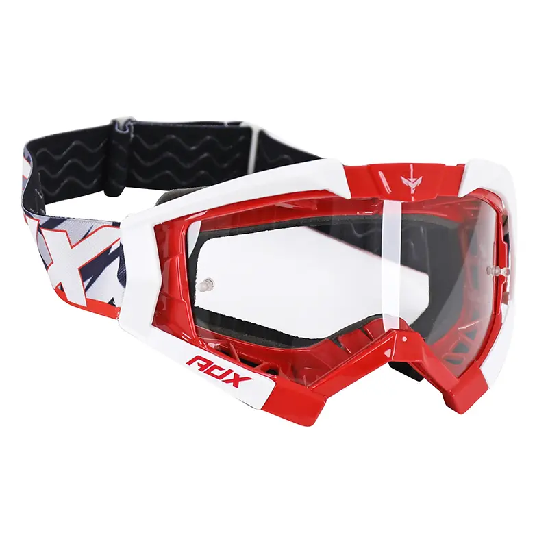ADX MX Cross-Brille rot-weiß mit klarem, kratzfestem Sichtschutz nach EN1938 zugelassen