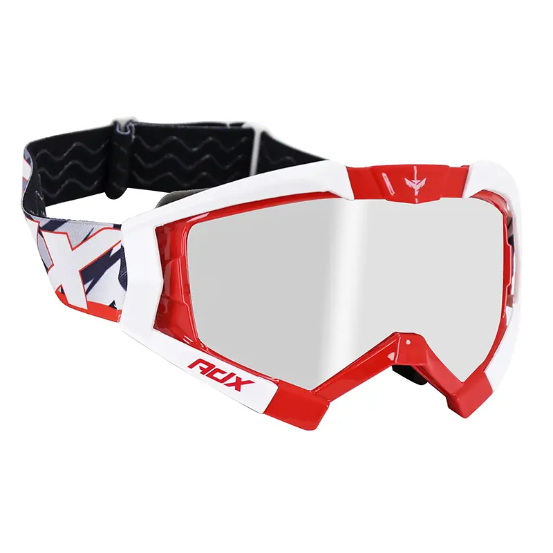 ADX MX Cross-Brille rot-weiß mit klarem, kratzfestem Sichtschutz nach EN1938 zugelassen — Ansicht 2