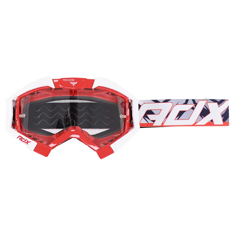 ADX MX Cross-Brille rot-weiß mit klarem, kratzfestem Sichtschutz nach EN1938 zugelassen — Ansicht 3