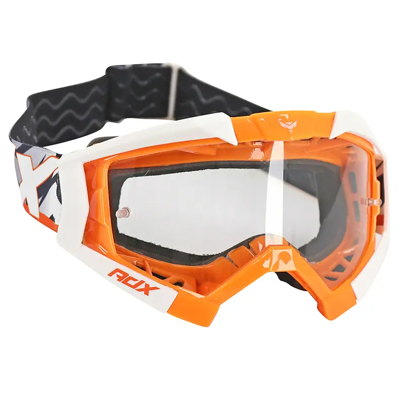ADX MX orange-weiße Cross-Brille transparentes kratzfestes Visier EN1938 zugelassen