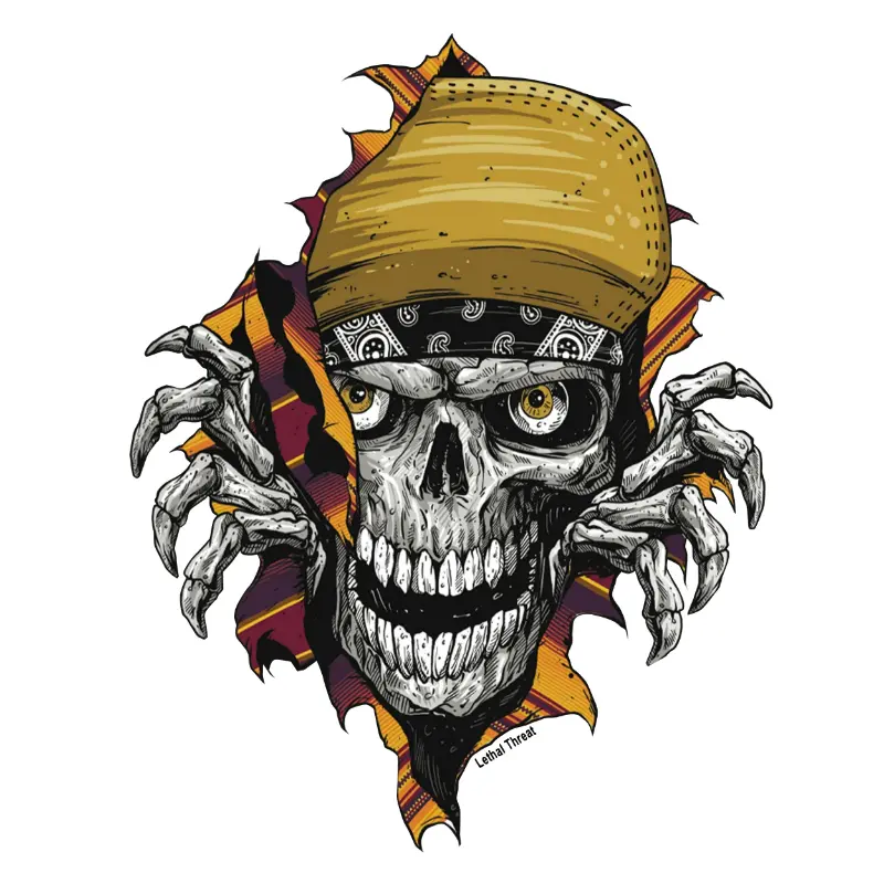 ملصق Lethal Threat Mini Low Rider Rip Skull 60x80mm