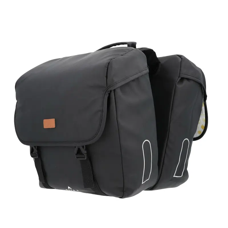 Geantă spate bicicletă dublă hapo.g 2X13,5L negru (35X34X13CM) - fixare curele reglabile și velcro pe portbagaj