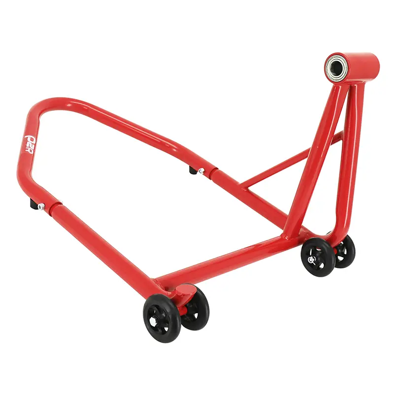 Lève-béquille moto stand P2R arrière monobras acier rouge (prise à gauche)