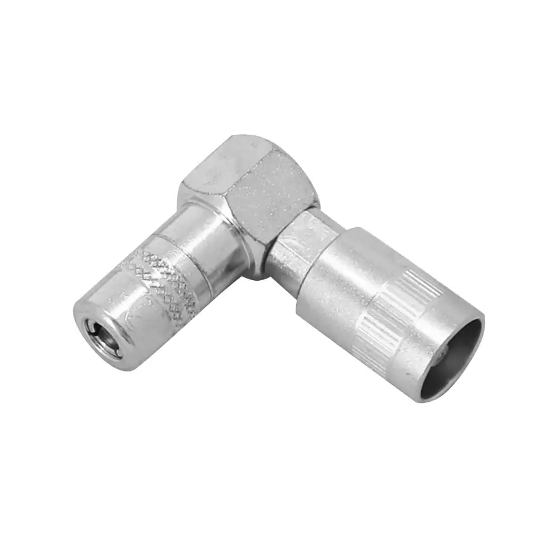 Tête de graissage hydraulique Pressol avec agrafe et connexion rapide coudée 90°