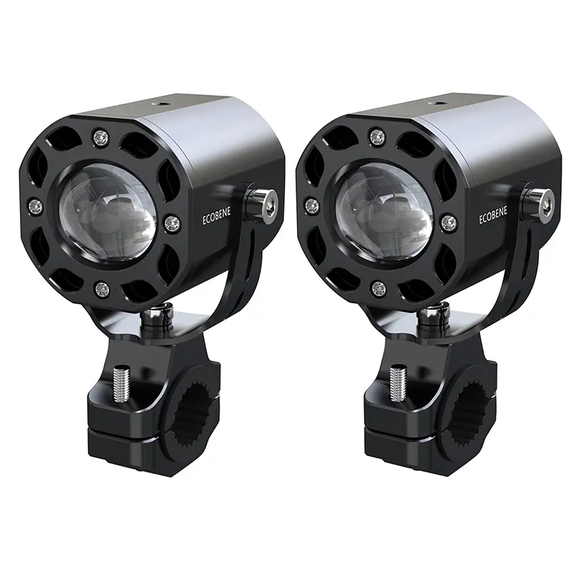 P2R Feu d'éclairage additionnel universel Ecobene KD168 LED orientable 12V 50W aluminium CNC noir avec télécommande sans fil (paire)