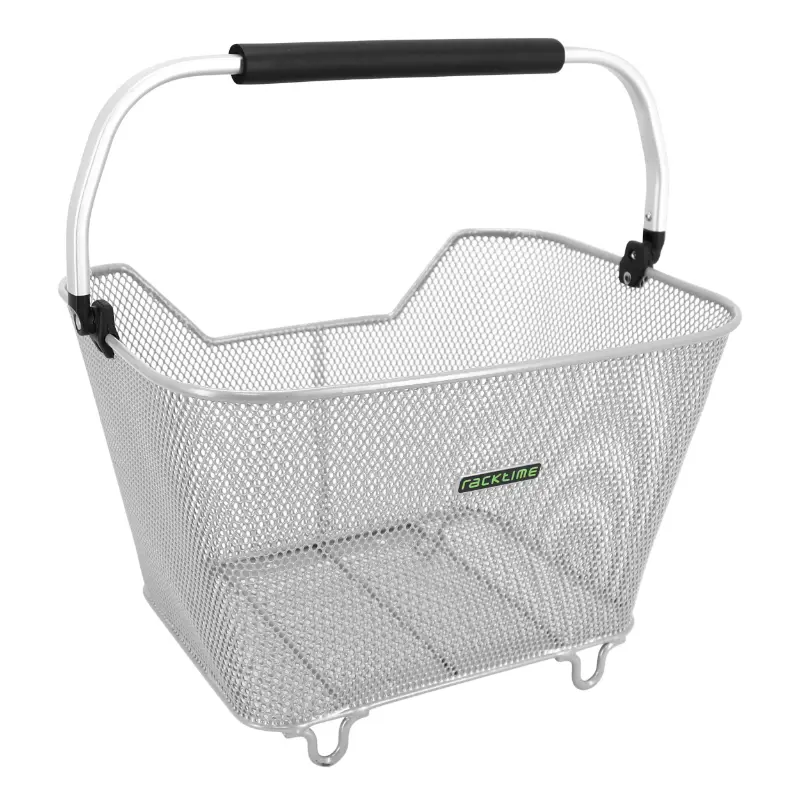 Racktime SnapIT bask it 23L deluxe silberner Stahlkorb mit Griff für Gepäckträger (45X30X33 CM) ohne Trägerplatte - kompatibel mit Racktime SnapIT und SnapIT 2.0 System (max. Belastung 10KG)