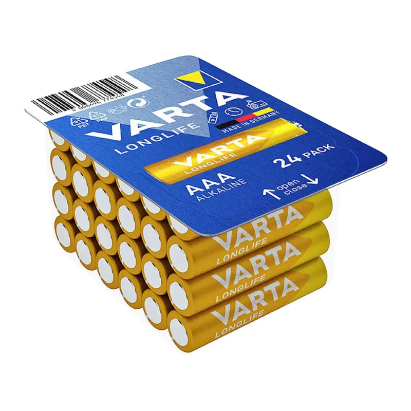 LR03 1,5V Varta Alcaline Longlife AAA batterij - Doos van 24