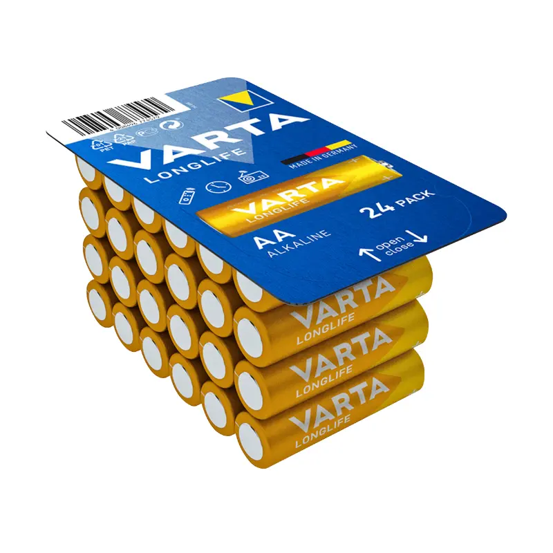 LR06 1,5V Varta alkaline longlife AA hersluitbare doos x24