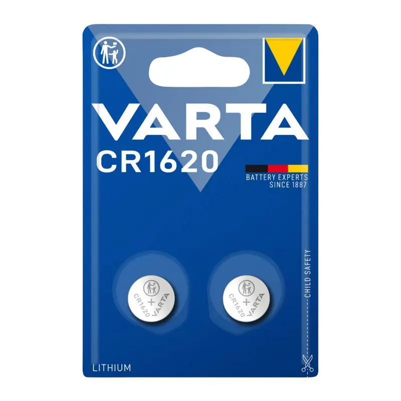 Pile bouton CR1620 Varta lithium 3V (lot de 2)