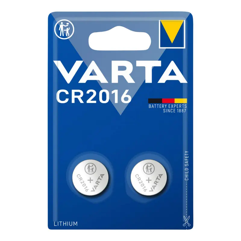 Knoopcelbatterij CR2016 Varta lithium 3V (set van 2)
