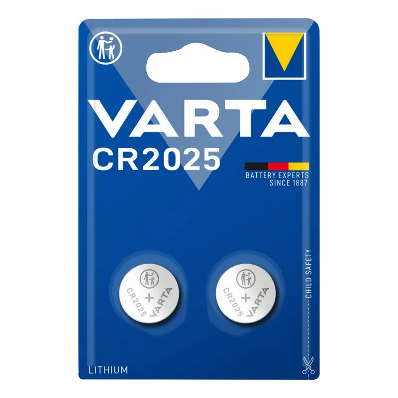 Pile bouton CR2025 Varta lithium 3V (lot de 2)