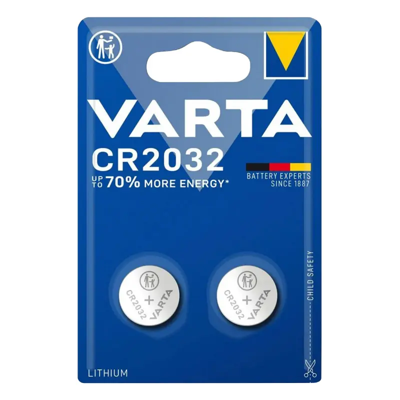 Knoopcel CR2032 Varta lithium 3V (set van 2)