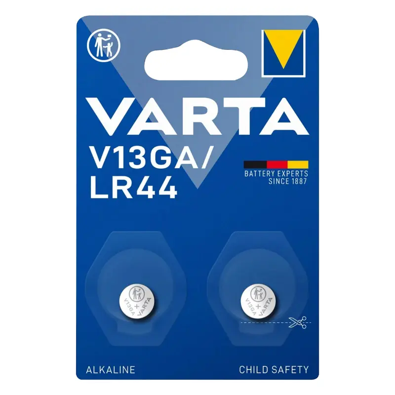 Knoopcel LR44 V13GA Varta alkaline 1,5V (set van 2)
