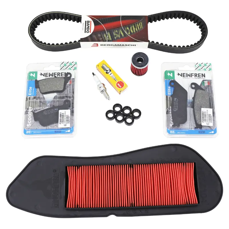 Wartungsset für Maxiscooter Yamaha 125 XMAX 2014-2017 organischer Bremsbelag 7-teilig Auswahl P2R Premium