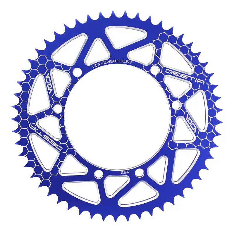 Kettenrad Voca Racing 50 Zähne 428 53 DTS Aluminium CNC blau für Sherco 50 Supermotard/SM RS Factory/SE R Enduro