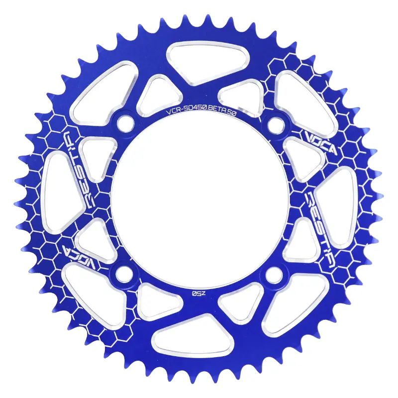 VOCA Racing 50-Zahn Kettenrad passend für Beta 50 RR 2005-2018 420 Alu CNC blau