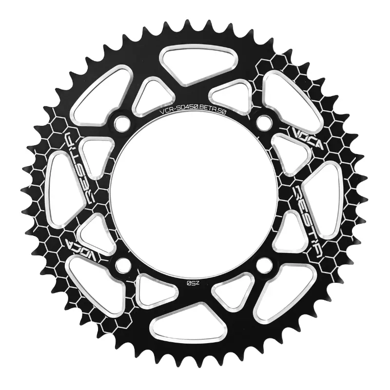 Kettenrad 50 Zähne Aluminium CNC schwarz Voca Racing 420 für Beta 50 RR