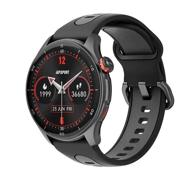 iGPSPORT LW10 GPS گھڑی سیاہ - اسپیڈومیٹر، کیلوریز، دل کی دھڑکن، نیند، اطلاعات