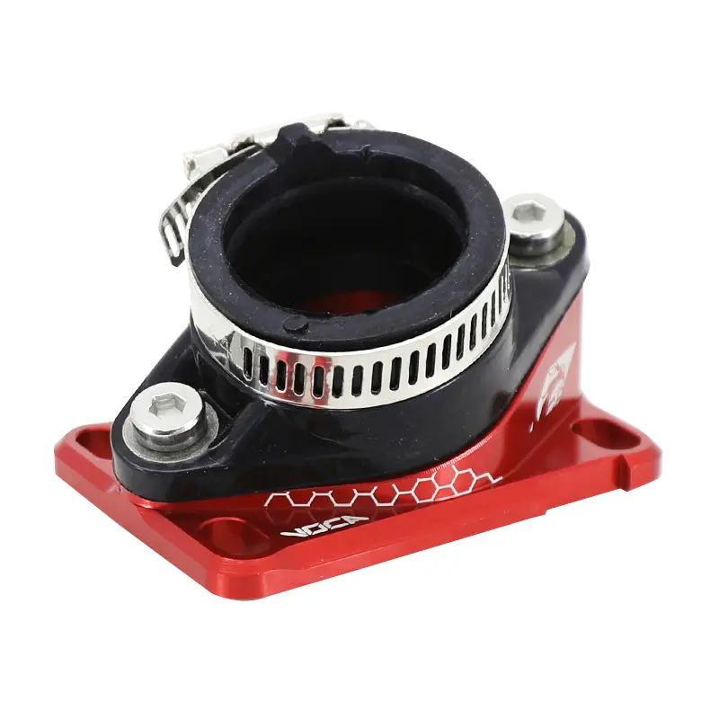 Pipe d'admission 50 à boîte Voca Racing adaptable Derbi-AM6 carbu 21-28 PWK alu CNC rouge