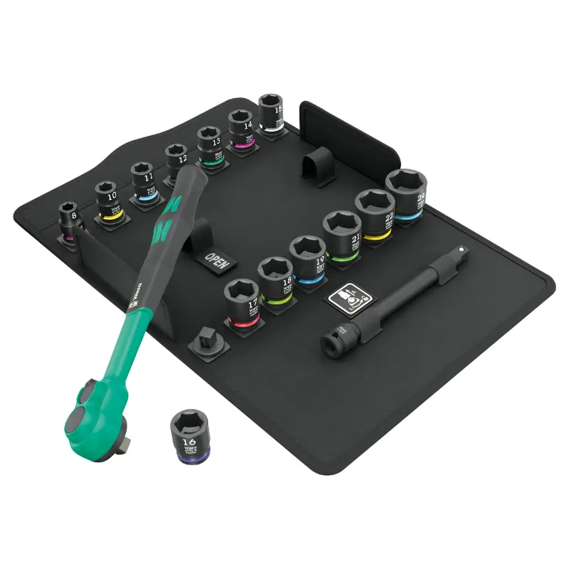 Cliquet Wera 8100 SB Zyklop Comfort 3-8 métrique avec douilles et rallonge (16 pièces)