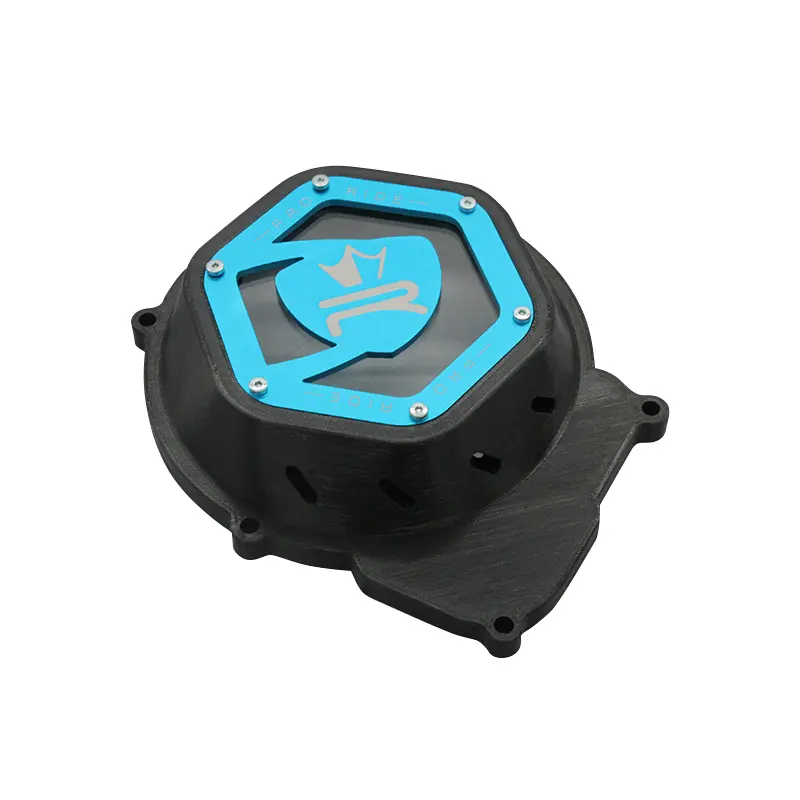 Carter allumage 50 a boite Krm Pro Ride pour minarelli 50 AM6-BETA 50 rr-rieju 50 mrt-sherco 50 SM-R, se-r noir-turquoise (partie alu reversible)