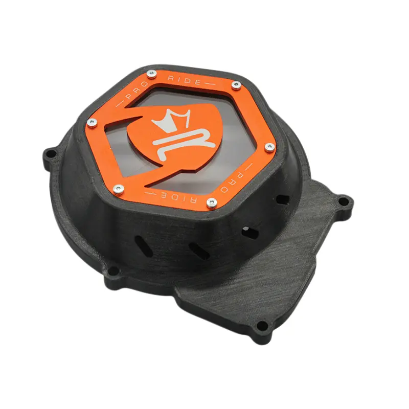 Carter allumage 50 a boite Krm Pro Ride pour minarelli 50 AM6-BETA 50 rr-rieju 50 mrt-sherco 50 SM-R, se-r noir-orange (partie alu reversible)