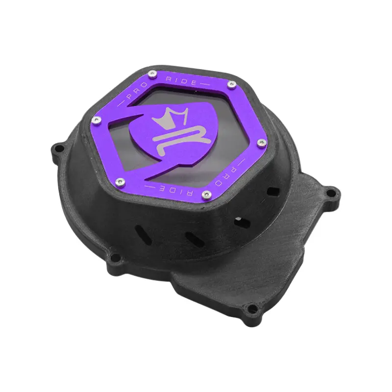 Carter allumage 50 à boîte KRM Pro Ride pour Minarelli 50 AM6, Beta 50 RR, Rieju 50 MRT, Sherco 50 SM-R SE-R noir-violet (partie alu réversible)