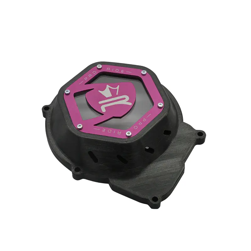 Carter allumage 50 a boite Krm Pro Ride pour minarelli 50 AM6-BETA 50 rr-rieju 50 mrt-sherco 50 SM-R, se-r noir-rose (partie alu reversible)