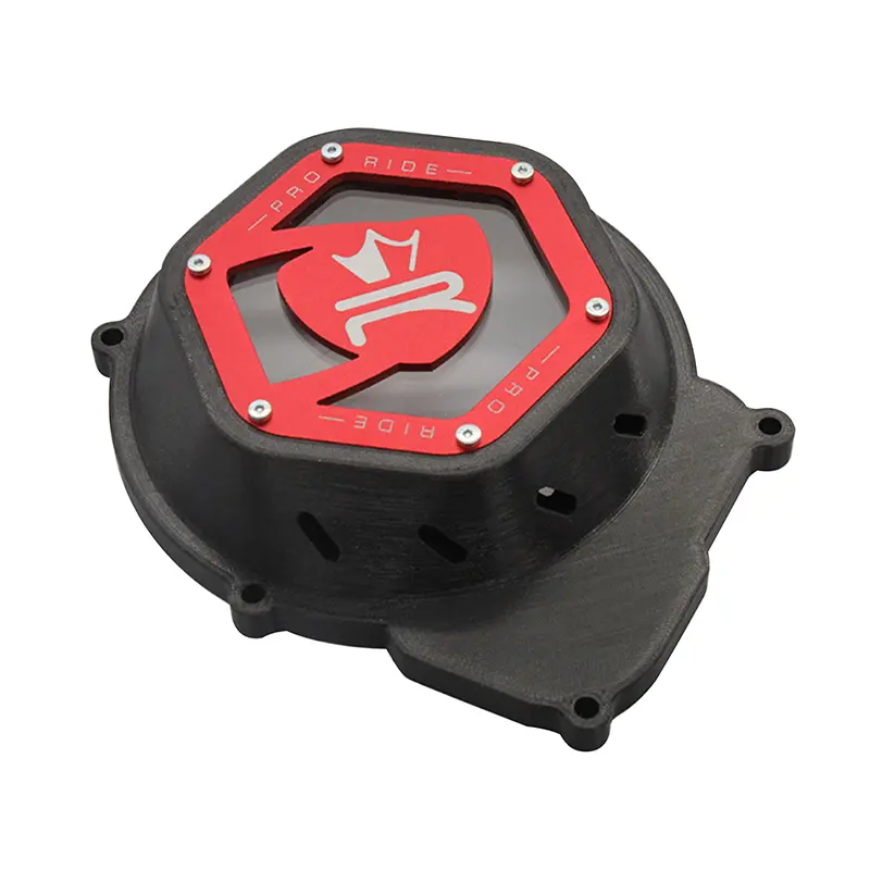 Carter allumage 50 a boite Krm Pro Ride pour minarelli 50 AM6-BETA 50 rr-rieju 50 mrt-sherco 50 SM-R, se-r noir-rouge (partie alu reversible)