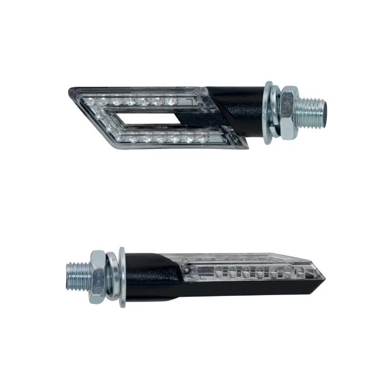 TAAC FR20 16 LED 투명-블랙 오토바이 방향지시등 (M8 - 길이 66MM - 높이 20MM) (페어) 프리미엄 품질 - ECE 인증