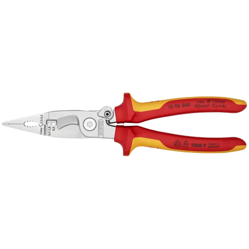 Knipex Kompakt Multifunktionszange Chrome VDE-isolierte Griffe 6 Funktionen 13 96 200