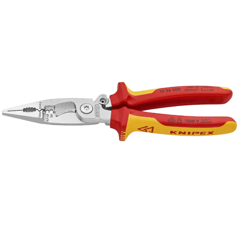 Pinza multifunzione pro Knipex compatto cromo manico isolato VDE 6 funzioni 13 96 200 — vista 2