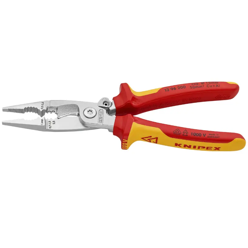 Pinza multifunzione pro Knipex compatto cromo manico isolato VDE 6 funzioni 13 96 200 — vista 3