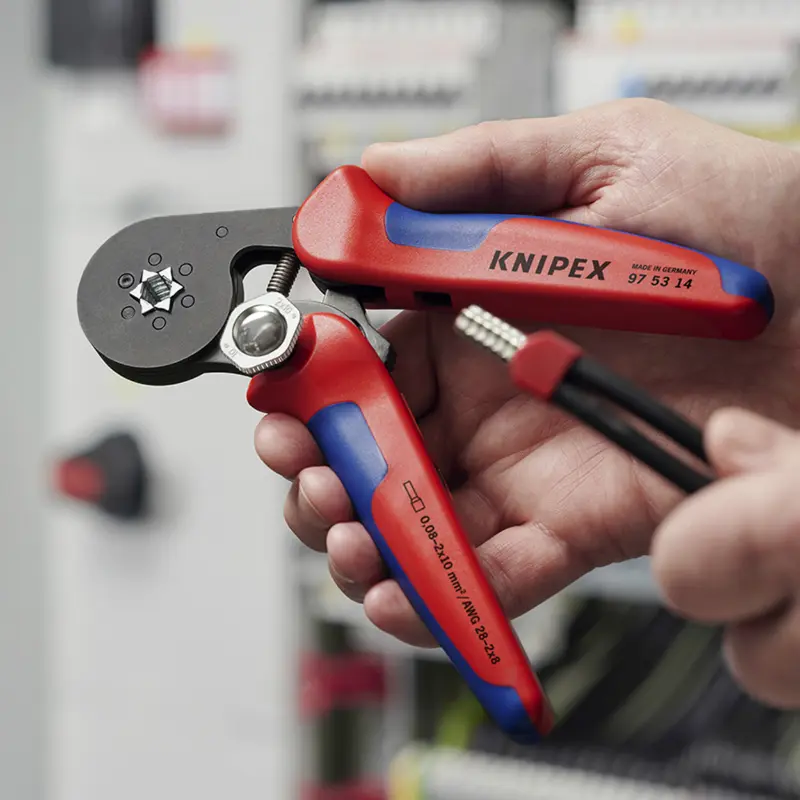 Alicate de crimpar Pro Knipex autoajustável para terminal de cabo 180 mm com cabo ergonómico (97 53 14) — vista 7