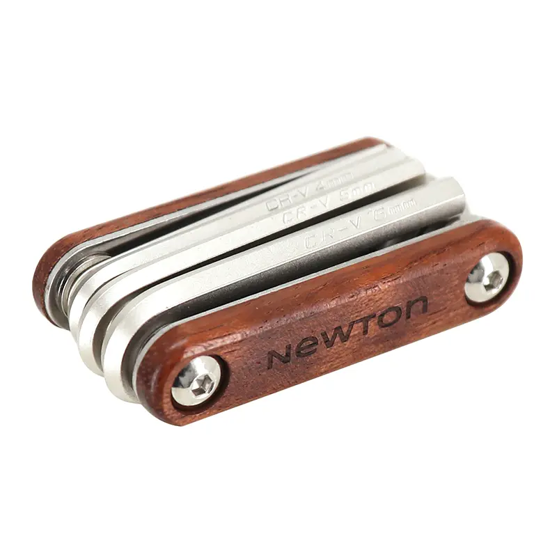 Outil multifonction Newton Wood corps bois 10 fonctions clé Allen + tournevis