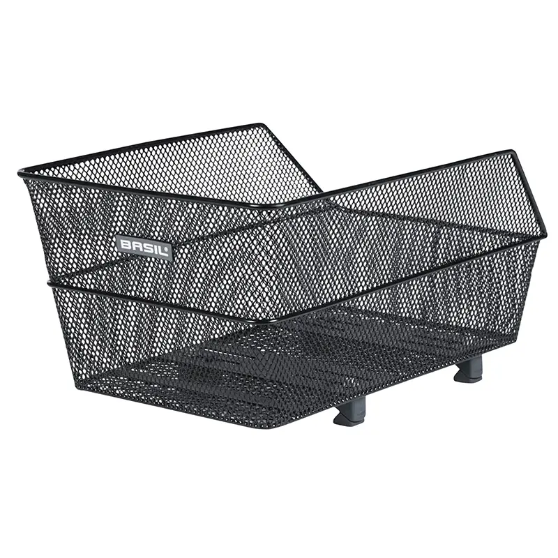 Basil Cento Siyah Petek Çelik Arka Sepet Bagaj Üzerine Ayarlanabilir Sabitlemeli E-bike-VAE için ideal (L38xG24xY13,5CM) Leader Fox uyumlu
