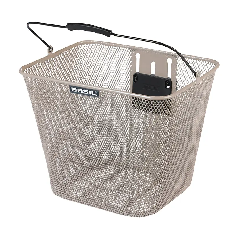 Vorderer Stahlkorb Basil Bilbao beige abnehmbar mit Griff 22x26x28 cm und Klick Fix Adapter
