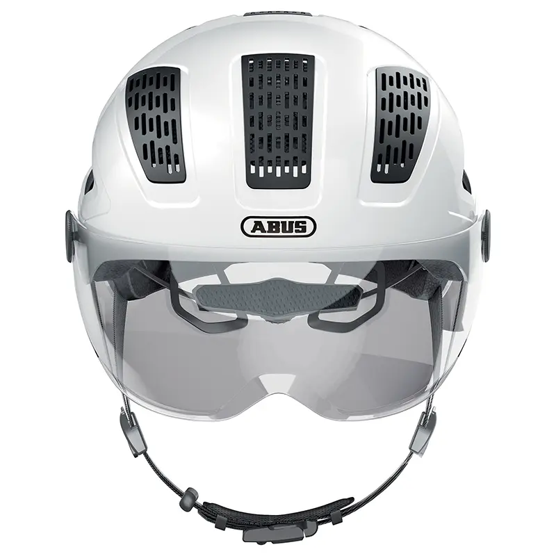 Fahrradhelm Erwachsene Abus Hyban 2.0 ACE polarweiß integrierte Beleuchtung Größe M (52-58 cm) — Ansicht 2