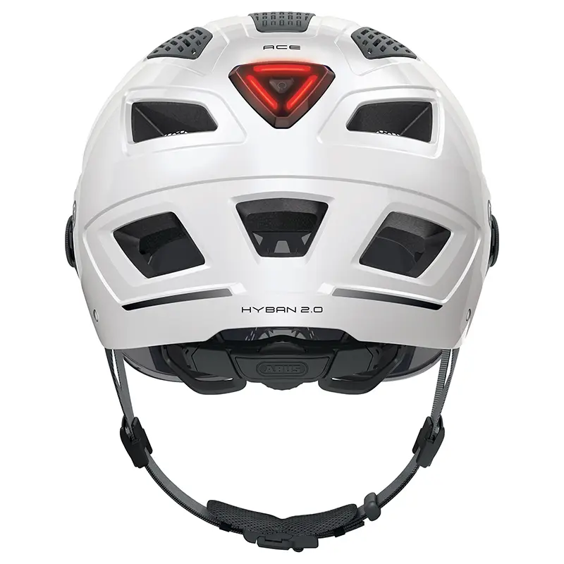 Fahrradhelm Erwachsene Abus Hyban 2.0 ACE polarweiß integrierte Beleuchtung Größe M (52-58 cm) — Ansicht 3