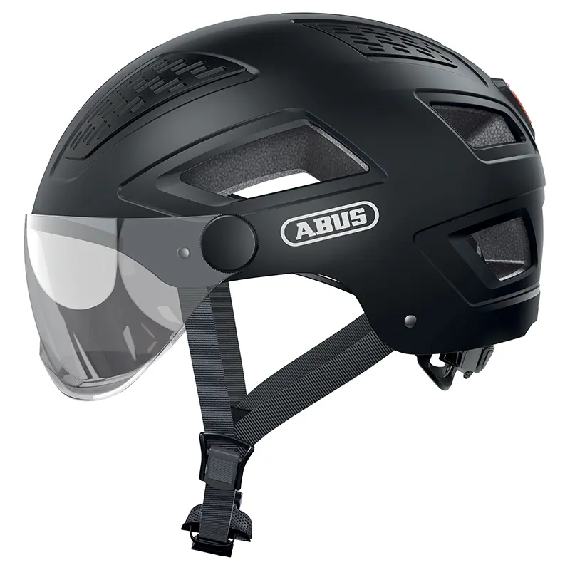 ABUS Hyban 2.0 ACE Fahrradhelm Erwachsene Samtschwarz integrierte Beleuchtung Größe M (52-58 cm)