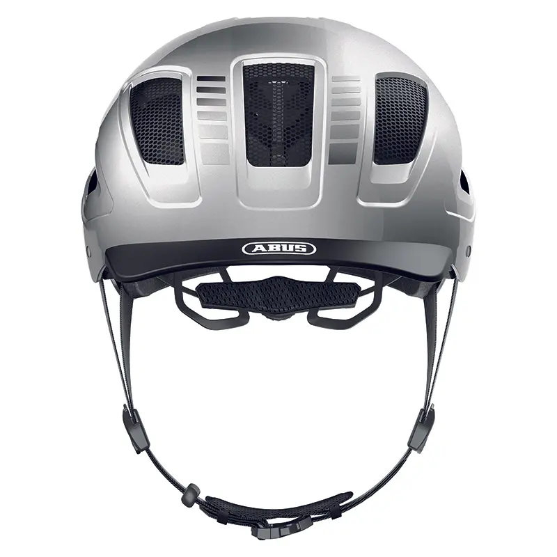 Fahrradhelm für Erwachsene Abus Hyban 2.0 urban silber mit integrierter Beleuchtung Größe M (52-58 cm) — Ansicht 2