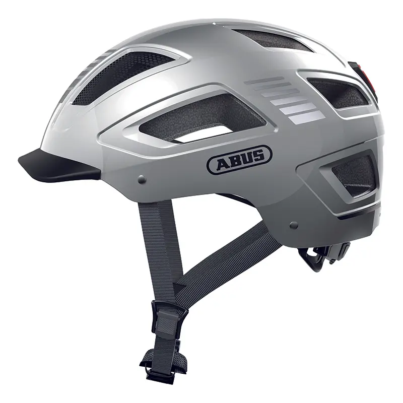 Fahrradhelm für Erwachsene Abus Hyban 2.0 silber integrierte Beleuchtung Größe XL (58-63 cm)