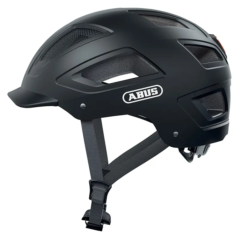 Fahrradhelm für Erwachsene Abus Hyban 2.0 urban Samtschwarz integrierte Beleuchtung Größe M (52-58 cm)