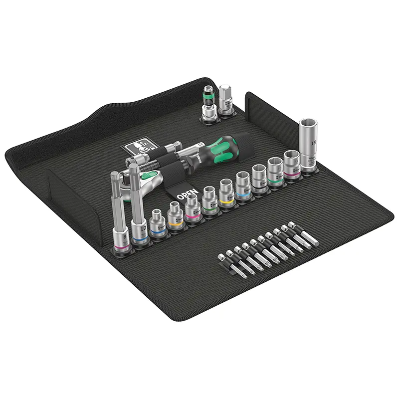 Wera Zyklop Speed Knarren-Set 7-teilig mit Schwenkkopf 3-8 mm mit Nuss, Bit, Verlängerung und Adapter