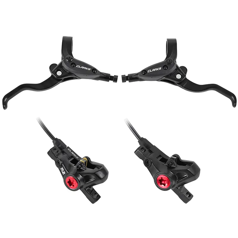 Étrier de frein à disque VTT hydraulique Clarks M2 avant et arrière post mount noir - système double piston - durite 1000mm-1700mm - disque 160mm (paire sans disque)