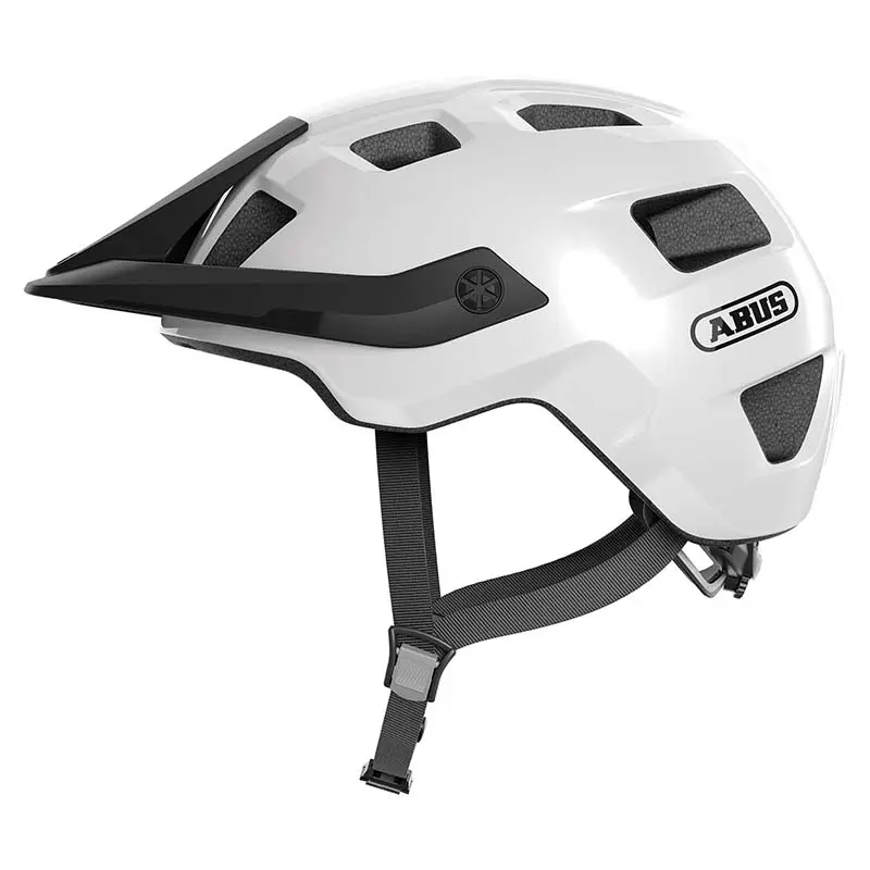 Fahrradhelm Erwachsene Abus VTT motrip weiß glänzend Größe s (51-55M) Einstellrad