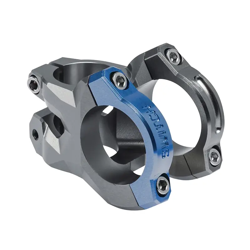 Potence VTT SWITCH Rocker alu CNC gris-bleu cintre 35 mm DH 35 mm